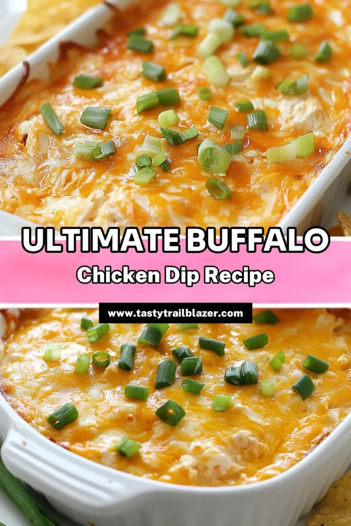 Craving a delicious snack? Try this Easy Buffalo Chicken Dip Recipe! This creamy buffalo chicken dip combines shredded chicken, creamy ranch dressing, and spicy buffalo sauce for a mouthwatering hit at any gathering. Serve it warm with tortilla chips or celery sticks for an irresistible treat. Perfect for parties or game day! Click to get the full recipe and dive into this scrumptious Buffalo Dip with Ranch Dressing today! #BuffaloChickenDip #EasyRecipes #PartyFood #DipRecipe