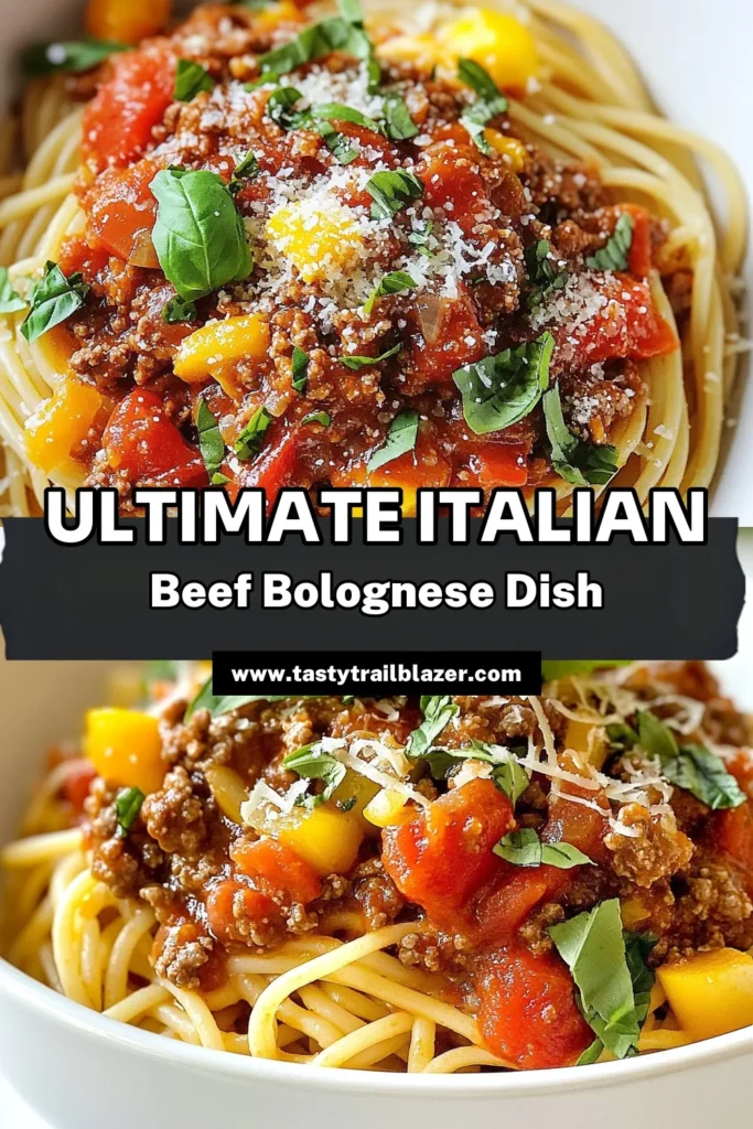 Elevate your dinner with this delicious Italian beef Bolognese! This homemade Bolognese sauce brings rich flavors to your table, making it the perfect spaghetti Bolognese recipe. Enjoy a quick Bolognese pasta that’s easy to prepare and even easier to love. Savor every bite of this easy Italian beef recipe that’s perfect for family meals. Save this recipe for your next cooking adventure! #ItalianBeefBolognese #PastaRecipes #HomemadeBolognese #DinnerIdeas