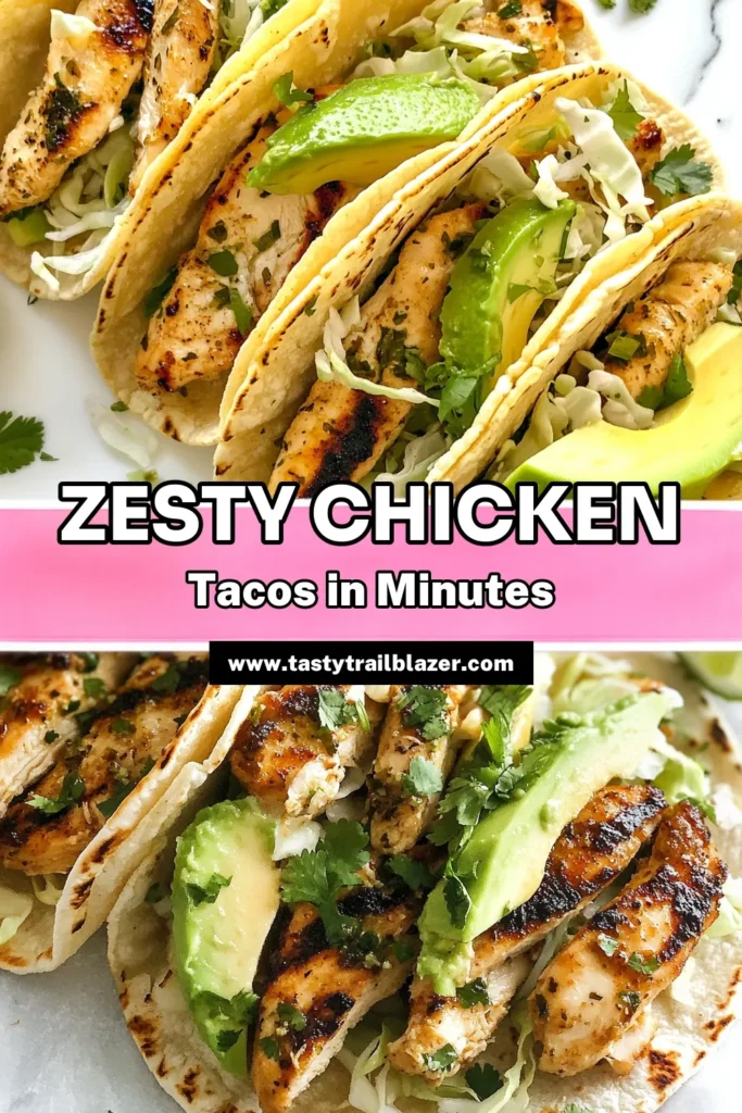 Spice up your dinner with these delicious Cilantro Lime Chicken Tacos! This zesty chicken taco recipe combines the flavors of grilled chicken and a fresh cilantro lime marinade for an easy taco night that everyone will love. Perfect for busy weeknights, these tacos are simple to make and packed with flavor. Try this fresh recipe today and savor every bite! Save for your next taco night! #CilantroLimeChickenTacos #EasyTacoNight #GrilledChickenTacos #TacoRecipe