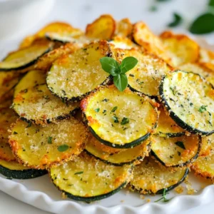 To make Garlic Parmesan Zucchini Chips, gather these ingredients: - 2 medium zucchinis, thinly sliced - 1/2 cup grated Parmesan cheese - 1 teaspoon garlic powder - 1/2 teaspoon onion powder - 1 teaspoon dried oregano - 1/2 teaspoon salt - 1/4 teaspoon black pepper - 1 tablespoon olive oil - Cooking spray (optional) These ingredients give the chips a crunchy and savory flavor. The Parmesan adds a rich taste, while garlic and spices bring out the best in zucchini. You can switch out some ingredients if needed. Use nutritional yeast instead of Parmesan for a vegan option. If you like heat, add cayenne pepper to the spice mix. You can also use any herbs you have on hand, like thyme or basil, instead of oregano. Each serving of these zucchini chips has about: - Calories: 120 - Protein: 6g - Carbohydrates: 5g - Fat: 9g - Fiber: 1g These chips are a great low-carb snack. They provide fiber and protein while being lower in calories than traditional chips. Enjoy them guilt-free! {{ingredient_image_1}} First, set your oven to 225°F (110°C). This low heat helps the zucchini chips get nice and crispy. Next, take a baking sheet and line it with parchment paper. The parchment paper makes cleanup a breeze and keeps the chips from sticking. In a large bowl, combine the following ingredients: - 1/2 cup grated Parmesan cheese - 1 teaspoon garlic powder - 1/2 teaspoon onion powder - 1 teaspoon dried oregano - 1/2 teaspoon salt - 1/4 teaspoon black pepper Mix these together well. This blend adds a burst of flavor to the chips. You want every bite to be tasty, so make sure it’s well combined. Now, take 2 medium zucchinis and slice them thinly. Add the slices to the bowl with the seasoning. Drizzle 1 tablespoon of olive oil over the zucchini. Toss them gently. You want each slice to be coated in oil and seasoning. After tossing, sprinkle the seasoning blend over the zucchini slices again. Toss them once more until each slice is completely covered. This will ensure that every chip gets that savory garlic and Parmesan flavor. Once coated, arrange the zucchini slices in a single layer on the lined baking sheet. Make sure they aren’t touching. This helps them become crispy as they bake. To get your zucchini chips nice and crispy, follow these steps. First, slice the zucchinis thinly. Aim for about 1/8 inch thick. Thinner slices help them crisp up better. Second, remove excess moisture. You can do this by salting the slices and letting them sit for 15 minutes. Pat them dry with paper towels before coating them. Lastly, lay the slices in a single layer on the baking sheet. If they overlap, they won't crisp well. Avoid these common mistakes for the best results. Do not skip the olive oil. It helps the seasoning stick and adds flavor. Also, don't rush the baking time. Low and slow is the key. Baking at 225°F for 2 to 3 hours is perfect. Keep an eye on them towards the end to prevent burning. Lastly, don’t skip the cooling step. Letting them cool for a few minutes enhances their crunch. Serve your garlic Parmesan zucchini chips with fun dips. Marinara sauce is a classic choice. A yogurt-based dip adds a nice twist, too. For a touch of flair, sprinkle extra Parmesan and fresh oregano on top before serving. Pair these chips with a fresh salad or a light soup for a complete meal. Enjoying them as a snack on their own is also a great option! Pro Tips Slice Evenly: Ensure all zucchini slices are cut to the same thickness for uniform cooking and crispiness. Use Fresh Cheese: Freshly grated Parmesan cheese will yield a better flavor and texture compared to pre-grated options. Monitor Baking Time: Keep a close eye on the chips during the last 30 minutes of baking to prevent burning. Store Properly: Store leftover chips in an airtight container to maintain their crispiness for longer. {{image_2}} To make your chips spicy, add some heat! Mix in 1 teaspoon of red pepper flakes with the seasoning blend. This will give your chips a nice kick. You can also add cayenne pepper for an extra boost. Adjust the amount based on your spice level. While Parmesan gives a great flavor, feel free to try other cheeses. Grated mozzarella will add a nice stretch and mild taste. You could also use aged cheddar for a sharper bite. Nutritional yeast is a great vegan option that adds cheesy flavor without dairy. Changing herbs can make a big difference. Instead of oregano, try thyme or basil for a fresh twist. You can also add smoked paprika for a smoky flavor. Experiment with garlic salt or lemon zest to brighten the taste. These small changes keep your chips exciting and new! To keep your leftover zucchini chips fresh, store them in an airtight container. This will help maintain their crunch. Place a paper towel inside the container. The towel absorbs any moisture. This keeps the chips crispy longer. You can also use a resealable plastic bag. Just make sure to squeeze out all the air before sealing. When you want to enjoy your leftover chips, reheating is easy. Preheat your oven to 350°F (175°C). Spread the chips on a baking sheet in a single layer. Heat them for about 5 to 10 minutes. This will bring back their crunch. Avoid using a microwave, as it can make them soggy. If you want to save your zucchini chips for later, freezing is a great option. First, let the chips cool completely. Then, lay them out in a single layer on a baking sheet. Freeze them for about 1 to 2 hours. Once frozen, transfer the chips to a freezer-safe bag. Remove as much air as possible before sealing. You can keep them in the freezer for up to three months. When ready to eat, just reheat from frozen using the oven method. Yes, you can use other veggies! Try eggplant, sweet potato, or carrots. Each vegetable gives a unique taste and texture. Slice them thin, just like zucchini. The key is to control the moisture so they get crispy. If you use a watery vegetable, like eggplant, salt it first. This helps pull out excess water before baking. You will know the chips are done when they are crispy and slightly golden. Keep an eye on them as they bake. Start checking around the 2-hour mark. If they look too soft, let them bake longer. You want them dry and crunchy, not burnt. Yes, you can make these in an air fryer! Preheat your air fryer to 350°F (175°C). Place the zucchini slices in a single layer in the basket. Cook for about 10 to 15 minutes, shaking the basket halfway. This method gives you a quick and crispy snack with less oil. In this blog post, I shared an easy way to make tasty zucchini chips. We covered all the key ingredients, substitutions, and nutrition facts. I provided step-by-step instructions, along with tips for the best results. You saw exciting variations and learned how to store your leftovers. Remember, you can use other veggies, and an air fryer works too! Enjoy your crispy snacks and have fun experimenting with flavors. Zucchini chips are not just good; they are good for you!