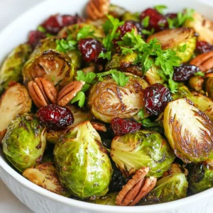 Roasted Brussels Sprouts with Pecans and Cranberries Delight