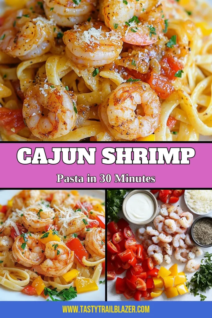 Dive into this delicious Cajun shrimp pasta that's sure to please any crowd! This creamy shrimp linguine features perfectly seasoned shrimp, sautéed veggies, and a rich, flavorful Cajun sauce. It's an easy shrimp dinner recipe that’s ready in just 30 minutes, making it perfect for weeknight meals. Try this Cajun pasta recipe tonight and savor the southern goodness. Don’t forget to save this for later! #CajunShrimpPasta #EasyDinnerRecipes #ShrimpFettuccine #PastaRecipes