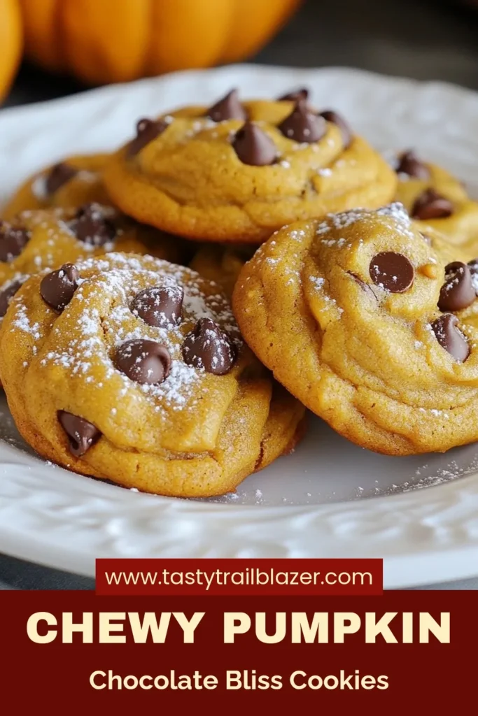 Indulge in the ultimate fall dessert with these chewy pumpkin chocolate chip cookies! This easy pumpkin cookie recipe combines rich pumpkin puree and semi-sweet chocolate chips for a deliciously soft treat. Perfect for cozy gatherings, these pumpkin chocolate chip cookies are a must-try! Bake a batch today and bring the flavors of fall into your kitchen. Don't forget to save this recipe! #PumpkinCookies #FallDesserts #Baking #ChocolateChipCookies