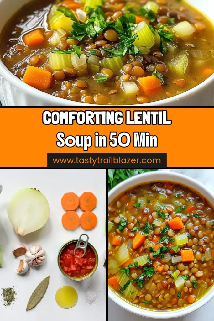Warm up with this easy lentil soup recipe that’s perfect for any day! Our hearty lentil soup is a classic vegetarian option, packed with flavor from lentils, fresh veggies, and aromatic spices. Enjoy a comforting bowl of this delicious classic lentil soup recipe in just 50 minutes. Save this vegetarian lentil soup for busy weeknights or cozy weekends. Perfect for meal prep too! Try it today! #LentilSoupRecipe #HeartyLentilSoup #EasyLentilSoup #VegetarianLentilSoup