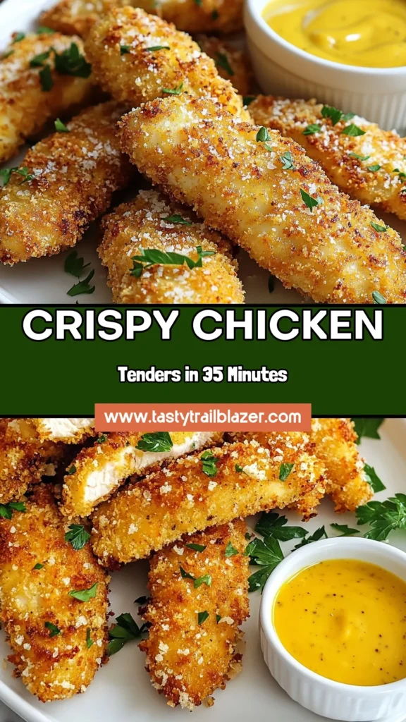 Discover the secret to delightful meals with these Crispy Baked Chicken Tenders! This Panko Chicken Tenders recipe offers a healthy twist on classic favorites, using oven-baked chicken strips that are both nutritious and delicious. Coated in a savory Parmesan crust, these healthy chicken tenders are perfect for the entire family. Try this easy recipe today and elevate your weeknight dinners! Save this for later! #HealthyEating #ChickenRecipes #BakedChicken #EasyDinnerIdeas
