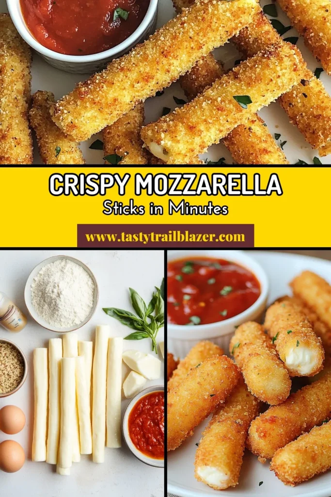 Indulge in this easy air fryer snacks recipe for crispy mozzarella sticks that will make your taste buds dance! These homemade mozzarella sticks are golden brown and perfectly chewy, served with marinara sauce for a delightful dip. Perfect for parties or movie nights, they're simple to whip up in the air fryer. Try this crispy mozzarella sticks recipe today! Save and share! #AirFryerMozzarellaSticks #EasySnacks #HomemadeAppetizers #CrispyTreats