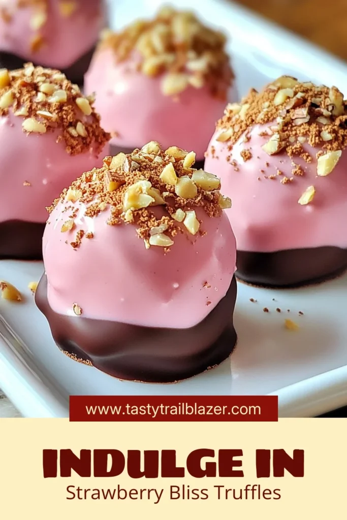 Indulge in these delightful Chocolate Covered Strawberry Truffles, the perfect no-bake strawberry dessert! This easy chocolate truffles recipe combines fresh strawberries and creamy goodness for a delectable treat. Follow this simple strawberry truffle recipe to impress your guests and satisfy your sweet tooth. Ready to create an irresistible dessert? Save this recipe now! #ChocolateTruffles #StrawberryDessert #NoBakeTreats #TruffleRecipe