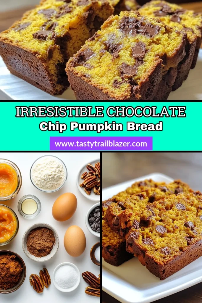 Fall in love with this easy Chocolate Chip Pumpkin Bread recipe, perfect for cozy baking sessions. Combining the warm flavors of pumpkin and spices with sweet chocolate chips, this delightful treat is a must-try among fall baking recipes. Ideal for breakfast or dessert, it's one of the best chocolate chip desserts you’ll ever make! Save this recipe to create delicious memories this season. #ChocolateChipPumpkinBread #FallBakingRecipes #EasyPumpkinRecipes #ChocolateChipDesserts