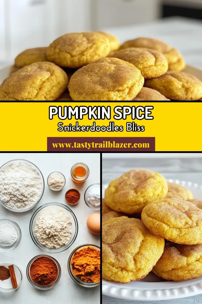 Indulge in the ultimate fall treat with these Pumpkin Spice Snickerdoodles! Perfect for your autumn baking adventures, this recipe combines warm spices with soft, chewy cookies. Enjoy easy snickerdoodle cookies that are ideal for cozy gatherings and pumpkin dessert ideas. Ready in just 30 minutes, they’re a must-try this season! Save the recipe and delight in fall cookie recipes all month long! #PumpkinSpiceSnickerdoodles #AutumnBaking #FallCookies #PumpkinDesserts