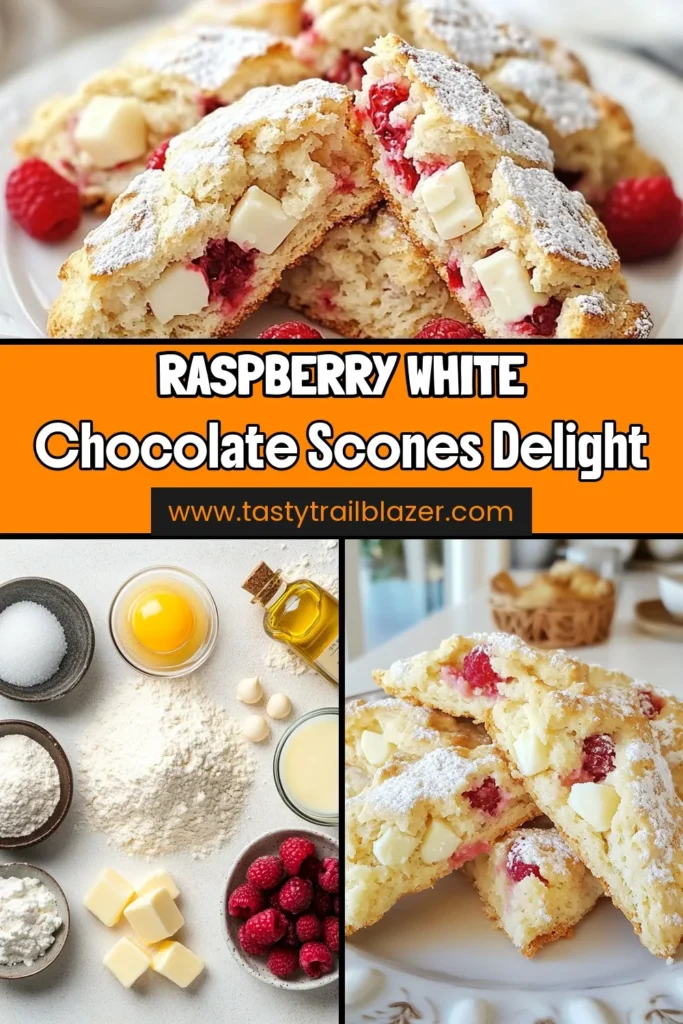 Indulge in these delightful raspberry white chocolate scones that are sure to impress! This easy raspberry scone recipe combines fresh raspberries and creamy white chocolate for the perfect homemade treat. Perfect for breakfast or a sweet snack, these scones are quick to make and simply irresistible. Try this white chocolate dessert recipe today and enjoy a burst of flavor! Save this recipe for your next baking adventure! #RaspberryScones #WhiteChocolateDessert #HomemadeScones #EasySconeRecipe