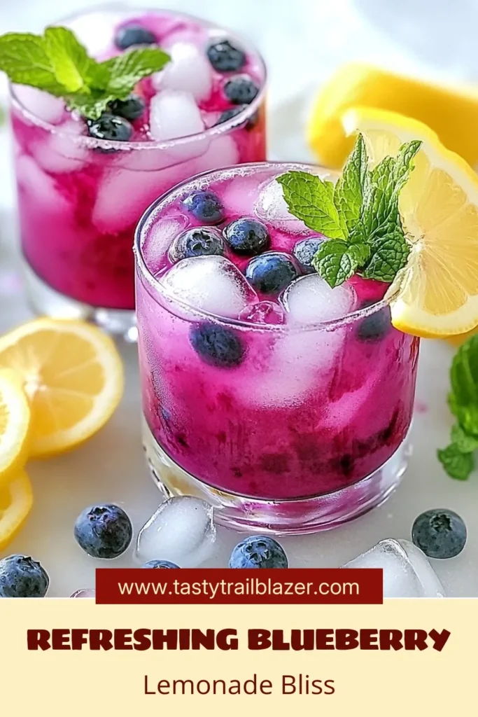 Cool off with this delightful blueberry lemonade mocktail, a perfect non-alcoholic drink for summer! This easy mocktail recipe combines fresh blueberries and homemade lemonade drink for a refreshing twist. Enjoy vibrant flavors and bubbly texture in just 10 minutes. Whether you're hosting a party or relaxing at home, this blueberry lemonade mocktail is sure to impress. Save this recipe and enjoy a glass today! #BlueberryLemonadeMocktail #NonAlcoholicDrinks #RefreshingSummerBeverages #EasyMocktailRecipes
