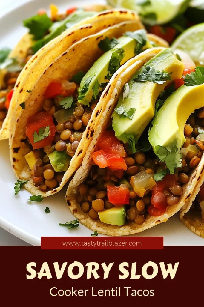 Discover the ultimate slow cooker lentil tacos recipe for your next meatless taco night! This vegetarian taco recipe is packed with healthy lentils and vibrant veggies, making it a nutritious and easy taco filling for the whole family. Ready in just minutes of prep, let your slow cooker do the rest. Enjoy delicious flavors that everyone will love—save this recipe for a tasty and healthy meal! #SlowCookerLentilTacos #VegetarianTacoRecipe #HealthyLentilRecipes #MeatlessTacoNight