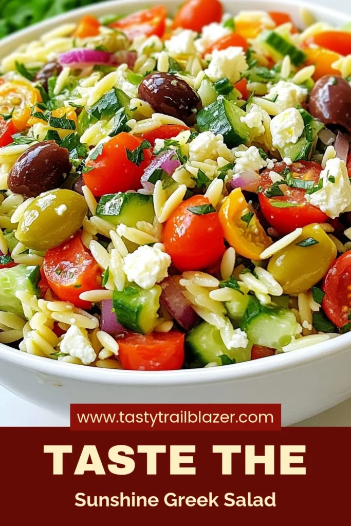 Discover the vibrant flavors of Greek lemon orzo salad, a must-try dish for your summer gatherings! This Mediterranean salad recipe features orzo, fresh veggies, and creamy feta cheese for a delightful and healthy twist. Perfect for those looking for healthy orzo recipes and refreshing summer salad ideas, this salad is sure to impress. Try it today and savor the taste of summer! Save this recipe for your meal prep! #GreekLemonOrzoSalad #MediterraneanSaladRecipes #FetaCheeseSalad #SummerSaladIdeas