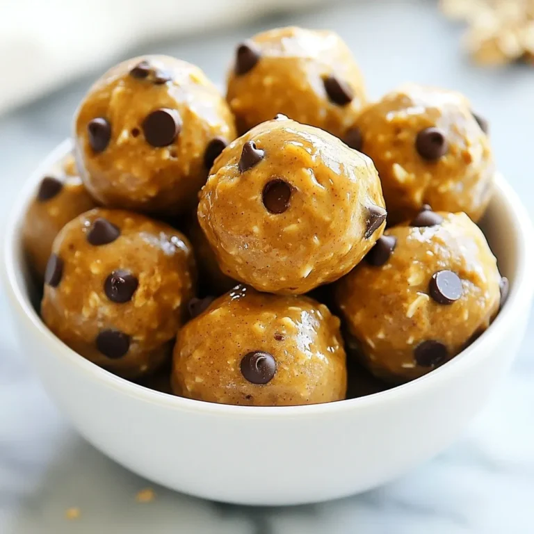 - 1 cup natural peanut butter - 1/2 cup rolled oats - 1/3 cup honey or maple syrup - 1/2 cup chocolate protein powder - 1/4 cup ground flaxseeds - 1/4 cup mini chocolate chips (optional) - 1/2 teaspoon vanilla extract - A pinch of sea salt Each ingredient in these peanut butter protein bites serves a purpose. - Natural peanut butter provides healthy fats and protein. It keeps you full and boosts energy. - Rolled oats add fiber, which helps digestion and keeps you satisfied longer. - Honey or maple syrup offers natural sweetness and quick energy. Choose honey for a stronger flavor. - Chocolate protein powder gives protein for muscle repair. It makes these bites a great snack after workouts. - Ground flaxseeds are rich in omega-3 fatty acids. They support heart health and improve digestion. - Mini chocolate chips add a sweet touch, making these bites feel like a treat. - Vanilla extract enhances flavor while being low in calories. - Sea salt balances sweetness and brings out flavors. You can easily swap out some ingredients if you need to. - Use almond butter or cashew butter instead of peanut butter. - For a gluten-free option, choose gluten-free oats. - Agave syrup can replace honey or maple syrup if you prefer. - Use plant-based protein powder for a dairy-free version. - Chia seeds can be a good substitute for ground flaxseeds. Making these bites is simple and fun. You can customize them to fit your taste or dietary needs! {{ingredient_image_1}} To start, grab a large mixing bowl. Add 1 cup of natural peanut butter. Then, pour in 1/3 cup of honey or maple syrup. Add 1/2 teaspoon of vanilla extract. Stir it all together until smooth. Next, add 1/2 cup of rolled oats. Then, include 1/2 cup of chocolate protein powder and 1/4 cup of ground flaxseeds. Sprinkle in a pinch of sea salt. Mix everything until it is well combined. If you like chocolate, fold in 1/4 cup of mini chocolate chips. This adds a sweet touch. When mixing, use a sturdy spoon or spatula. This helps to blend all the dry and wet ingredients. If the mixture feels too sticky, you can wet your hands slightly before rolling. This makes it easier to form bites. Scoop out about a tablespoon of the mixture. Roll it into a ball gently but firmly. Repeat this until all the mixture is shaped into bites. Place each ball on a baking sheet lined with parchment paper. After forming the bites, it is time to chill them. Put the baking sheet in the refrigerator for at least 30 minutes. This helps the bites firm up. Once they are firm, you can transfer them to an airtight container. Store them in the fridge for up to one week. For longer storage, consider freezing them. Just place them in a freezer-safe bag. These bites make great snacks or pre-workout fuel! To make the best peanut butter protein bites, start with natural peanut butter. It gives a rich taste and creamy texture. Next, use rolled oats for a nice chew. Mix the ingredients well to ensure even flavors. If you want more sweetness, add a bit more honey or maple syrup. Chill the bites for at least 30 minutes. This helps them firm up nicely. These bites are great on their own. You can also pair them with a glass of milk or a smoothie. For a fun twist, serve them with sliced fruit. They make a great snack before or after a workout. Try placing them on a plate and sprinkle extra mini chocolate chips on top for a fun touch. One common mistake is not mixing well enough. If the ingredients are not combined, the bites will fall apart. Another mistake is using too much sweetener, which can make them too sticky. Lastly, don’t skip the chilling step! It helps the bites hold their shape. If you follow these tips, your protein bites will turn out perfect every time. Pro Tips Use Natural Peanut Butter: Opt for a natural peanut butter without added sugars or oils for a healthier option. Customize Your Sweetness: Adjust the amount of honey or maple syrup based on your sweetness preference. Experiment with Add-ins: Try adding nuts, seeds, or dried fruits to personalize your protein bites. Store Properly: Keep your protein bites in an airtight container in the refrigerator to maintain freshness. {{image_2}} You can easily change the taste of your peanut butter protein bites. Try adding spices like cinnamon or nutmeg for warmth. A splash of almond or coconut extract adds a unique twist. You can also mix in cocoa powder for a chocolate boost. Each touch creates a different snack experience. Choosing the right protein powder can change the bites. You can use whey, plant-based, or casein powders. Each type offers a different flavor and texture. If you like, try flavored protein powders, like chocolate or vanilla, for added taste. This makes your bites even more interesting. If you want to switch up the sweetness, you have options. Instead of honey, use agave syrup or maple syrup. You can also try stevia or monk fruit for a low-calorie choice. Each sweetener gives the bites a unique flavor profile. Play around to find what you enjoy most! To keep your protein bites fresh, store them in an airtight container. Place them in the fridge. This method helps maintain their texture and flavor. You can enjoy them cold or at room temperature. If you want to save some bites for later, freezing is a great option. Simply place the protein bites in a single layer on a baking sheet. Freeze them for about 1 hour until firm. Then, transfer the bites to a freezer-safe bag. This way, they won't stick together. You can keep them frozen for up to three months. These protein bites stay fresh in the fridge for about one week. Check for any signs of spoilage. If they smell off or look strange, it’s best to toss them. To keep them tasty, avoid exposing them to heat or moisture. Always seal the container tightly after each use. To make these bites vegan, swap honey for maple syrup. This simple change keeps the sweetness without using animal products. Ensure your protein powder is also vegan. Many brands offer plant-based options. Yes, you can use any nut butter. Almond butter or cashew butter works well too. Each nut butter adds its unique flavor. Just make sure the consistency is similar to peanut butter. These protein bites are packed with nutrients. The peanut butter offers healthy fats and protein. Oats provide fiber, which helps digestion. Flaxseeds add omega-3 fatty acids, great for heart health. Protein powder boosts your protein intake, ideal for active people. Plus, they are easy to grab on the go. In this article, we covered the ingredients, preparation, and tips for making protein bites. You learned about the health benefits of each ingredient and possible substitutions. The step-by-step instructions guided you through mixing and storing these tasty snacks. I shared tricks to avoid common mistakes and suggested flavor variations. In closing, protein bites are simple to make and customize. Enjoy experimenting with different flavors and ingredients! These bites can boost your energy and make healthy snacking fun.