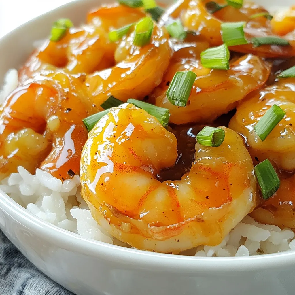 - 1 lb large shrimp, peeled and deveined - 3 tablespoons honey - 4 cloves garlic, minced - 2 tablespoons soy sauce (or tamari for gluten-free) - 1 tablespoon olive oil - 1 teaspoon fresh ginger, grated - 1 tablespoon lemon juice - 1/4 teaspoon red pepper flakes (optional) - Salt and pepper to taste - 2 green onions, sliced (for garnish) - Cooked rice or quinoa, for serving The key to a great honey garlic shrimp skillet is fresh and simple ingredients. Start with large shrimp. These shrimp give a nice, meaty bite. Next, honey adds a sweet touch. It balances the salty soy sauce. Garlic brings a strong, rich flavor. You can use tamari if you're gluten-free. Olive oil helps cook the shrimp evenly. Fresh ginger adds warmth and zest. Lemon juice brightens the dish. Red pepper flakes give heat, but they are optional. Adjust this to your taste. Don’t forget salt and pepper to enhance all the flavors. Lastly, green onions add a fresh crunch when you serve. This dish pairs well with rice or quinoa. Both add a nice base for the shrimp. You can easily find these ingredients at your local store. They are common and affordable. Enjoy cooking this delicious meal! {{ingredient_image_1}} To start, gather your ingredients. In a medium bowl, combine: - 3 tablespoons honey - 4 cloves garlic, minced - 2 tablespoons soy sauce - 1 teaspoon fresh ginger, grated - 1 tablespoon lemon juice - 1/4 teaspoon red pepper flakes (optional) Mix these well. You want all the flavors to blend together nicely. This marinade will add a sweet and savory taste to your shrimp. Next, take 1 pound of peeled and deveined shrimp. Add the shrimp to the marinade. Make sure each shrimp gets coated well. This step is crucial for flavor. Let it marinate for 15 to 20 minutes. This allows the shrimp to soak up all the goodness from the marinade. Now it’s time to cook. Heat 1 tablespoon of olive oil in a large skillet over medium heat. Once the oil is hot, add the marinated shrimp along with the marinade. Cook the shrimp for 4 to 6 minutes. You'll know they’re done when they turn pink and opaque. Be careful not to overcook the shrimp. This can make them rubbery. After cooking, season with salt and pepper to taste. Cook for another minute to thicken the sauce slightly. This will give you a rich, glossy finish. Enjoy the delightful aroma as you prepare to serve! To get the best shrimp, avoid overcooking. Overcooked shrimp become rubbery and tough. Cook the shrimp for 2-3 minutes on one side. Once pink, flip them and cook another 2-3 minutes. This timing helps keep the shrimp tender. You can add more spices for extra flavor. Try adding a pinch of black pepper or a dash of sesame oil. Fresh herbs like cilantro or basil also brighten the dish. For sides, serve your shrimp over rice or quinoa. Steamed veggies or a crisp salad make great pairings. They balance the rich sauce and add color to your plate. Pro Tips Use Fresh Shrimp: For the best flavor and texture, always opt for fresh shrimp over frozen. If using frozen, be sure to thaw them properly before cooking. Don't Overcook: Shrimp cook quickly; overcooking can make them tough. Keep an eye on them and remove from heat as soon as they turn pink. Adjust Sweetness: Feel free to adjust the amount of honey to suit your taste preference. You can also substitute with maple syrup for a different flavor profile. Add Vegetables: For a more balanced meal, consider adding vegetables like bell peppers or snap peas to the skillet during the last few minutes of cooking. {{image_2}} You can easily make this dish gluten-free. Simply swap soy sauce for tamari. Tamari has a similar taste but contains no gluten. This small change keeps the flavor while making it safe for those with gluten sensitivities. Enjoy the same sweet and savory taste without worry. Want some heat? Adjust the amount of red pepper flakes. If you like things spicy, add more flakes. If you prefer a mild flavor, use less. This lets you customize the dish to your taste. You can make it as spicy as you like! You can mix in extra veggies or proteins to this dish. Consider adding bell peppers, snap peas, or broccoli for color and crunch. If you want more protein, try mixing in chicken or tofu. These options can make the meal heartier and more balanced. Experiment with what you have on hand for a fun twist! To keep your honey garlic shrimp fresh, store it in an airtight container. Make sure the shrimp cools before sealing. Place the container in the fridge to keep it safe. You can store shrimp for up to three days in the fridge. After that, the shrimp may lose taste and texture. Always check for any odd smell or color before eating. To reheat your shrimp, use a pan on low heat. Add a splash of water or broth to keep it moist. Heat it until warm, about 3-5 minutes. Avoid using a microwave, as it may make the shrimp rubbery. Make sure it warms evenly for the best flavor and texture. To know shrimp is cooked, look for its color. When shrimp turns pink, it is ready. The flesh also becomes opaque. You can also check the shape. Cooked shrimp curls into a loose "C." If it forms a tight "O," it may be overcooked. Always aim for that perfect pink hue. Yes, you can use frozen shrimp! Just make sure to thaw them first. Place the shrimp in cold water for about 15-20 minutes. Pat them dry before marinating. Frozen shrimp can save time and still taste great. Fresh shrimp is nice, but frozen works well in a pinch. Honey garlic shrimp pairs well with many sides. Here are some tasty ideas: - Cooked rice - Quinoa - Steamed broccoli - Stir-fried vegetables - A fresh salad These sides will balance the sweet and savory flavors of the shrimp. They make the meal more filling and fun! You can make honey garlic shrimp using simple steps. We reviewed the ingredients, cooking methods, and tips for perfecting your dish. Remember, marinate your shrimp for great flavor. Avoid overcooking to keep them tender. Try adding your favorite veggies or spices for a twist. Whether you serve it with rice or quinoa, this dish is sure to please. Store leftovers in the fridge and reheat gently to enjoy later. Dive into this tasty meal and savor each bite!