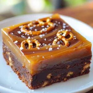To make the best Salted Caramel Pretzel Brownies, you'll need these simple ingredients: - 1 cup unsalted butter - 1 cup granulated sugar - 1 cup brown sugar, packed - 4 large eggs - 1 teaspoon vanilla extract - 1 cup all-purpose flour - 1/2 cup unsweetened cocoa powder - 1 teaspoon baking powder - 1/2 teaspoon salt - 1 cup crushed pretzels - 1 cup salted caramel sauce - Sea salt flakes for topping Each ingredient plays a key role in creating rich, chewy brownies. The butter gives moisture and flavor. The sugars add sweetness and help form a crust. Eggs bring structure and richness. Flour and cocoa create that fudgy texture we love. Baking powder helps the brownies rise just right. Crushed pretzels add a delightful crunch and saltiness. The salted caramel sauce ties everything together with sweetness and smoothness. Finally, sea salt flakes on top enhance the flavor, making these brownies truly irresistible. Don't shy away from mixing in your own flair. Feel free to tweak the recipe, but stick to these base ingredients for the best results. Each bite will be a perfect blend of sweet and salty. Enjoy the process and get ready for a treat that will wow everyone! {{ingredient_image_1}} Start by preheating your oven to 350°F (175°C). This step is key. While the oven heats, grease a 9x13 inch baking pan. You can use butter or cooking spray. This helps the brownies come out easily. In a large bowl, mix the melted butter, granulated sugar, and brown sugar. Whisk them together until smooth. The mix should look shiny. Next, add the eggs one at a time. Mix well after each egg. Finally, stir in the vanilla extract. This adds a nice flavor to the brownies. In a separate bowl, mix the flour, cocoa powder, baking powder, and salt. Whisk them together well. Gradually add this dry mix to the wet mix. Stir gently until just combined. Now, fold in the crushed pretzels. Be careful not to overmix. You want to keep the pretzel crunch. Pour half of the brownie batter into the greased pan. Spread it evenly with a spatula. Next, drizzle half of the salted caramel sauce over the brownie layer. Add the rest of the brownie batter on top. Smooth it out again. Drizzle the remaining caramel sauce on top. Use a knife to swirl the caramel into the batter. This creates a beautiful marbled effect. Now, sprinkle sea salt flakes over the top. Bake in the preheated oven for 25-30 minutes. Check with a toothpick; it should come out with a few moist crumbs. Once done, let the brownies cool in the pan for at least 15 minutes. This helps them set before you cut them into squares. To get the best sweet and salty taste, use good-quality salted caramel. This enhances the flavor of the brownies. Add a pinch of sea salt on top after baking. This step brings out the caramel taste. Feel free to adjust the salt based on your taste. Remember, a little salt can make the sweetness pop! Store your brownies in an airtight container. This keeps them fresh for up to a week. You can also wrap them in plastic wrap. For longer storage, freeze them in a freezer-safe bag. They can last for up to three months in the freezer. Just thaw them in the fridge before enjoying! For neat cuts, cool the brownies completely. Use a sharp knife to slice them. Dip the knife in hot water for extra clean edges. Wipe the knife after each cut to avoid mess. This way, you get perfect squares every time! Pro Tips Use Room Temperature Eggs: Using eggs at room temperature helps them incorporate better into the batter, leading to a smoother texture. Don’t Overmix the Batter: Overmixing can lead to dense brownies. Mix just until the dry ingredients are combined for a fudgy result. Let Them Cool: Allow the brownies to cool in the pan for at least 15 minutes before cutting. This helps them set and makes slicing easier. Drizzle Extra Caramel: For an indulgent touch, serve brownies warm with an additional drizzle of caramel sauce and a sprinkle of pretzel crumbs. {{image_2}} You can easily mix in nuts or chocolate chips. Walnuts or pecans add a nice crunch. If you love chocolate, add semi-sweet or dark chocolate chips. Use about 1 cup for a rich taste. Just fold them into the batter after adding the crushed pretzels. This will give the brownies more texture and flavor. If you need gluten-free brownies, swap the all-purpose flour. Use almond flour or a gluten-free blend. Make sure the blend has a good balance of starch and flour. This keeps the brownies moist and chewy. Also, check that your caramel sauce is gluten-free. Many store-bought options are safe, but always read the label. You can use various caramel sauces for your brownies. Store-bought sauce is quick and easy. If you want a homemade touch, try making it from scratch. Use sugar, butter, cream, and a pinch of salt. For a twist, try flavored sauces like vanilla or sea salt caramel. Each type will change the taste and add unique notes to your brownies. To keep your salted caramel pretzel brownies fresh, store them in an airtight container. Make sure the brownies are completely cool before sealing them. This helps avoid moisture build-up. They can stay fresh at room temperature for up to five days. If you want them to last longer, refrigeration is an option. Just note that refrigeration can change their texture slightly. If you want to save brownies for later, freezing is the way to go. First, cut the brownies into squares. Wrap each square tightly in plastic wrap. Then, place them in a freezer-safe bag or container. Make sure to remove as much air as possible. You can freeze them for up to three months. When you're ready to enjoy, just thaw them in the fridge overnight or at room temperature for a few hours. To enjoy your brownies warm, preheat the oven to 350°F (175°C). Place the brownies on a baking sheet and cover them with foil. Heat for about 10 minutes. This method keeps the brownies moist and brings back that fresh-baked taste. If you prefer a quicker method, a microwave works too. Heat each square for about 10-15 seconds. Just be careful not to overheat them. Enjoy your delicious treats! You can tell the brownies are done by using a toothpick. Insert it in the center. If it comes out with a few moist crumbs, they are ready. Avoid wet batter on the toothpick. Bake for 25-30 minutes at 350°F (175°C). Every oven is different, so keep an eye on them. Yes, you can use homemade caramel sauce. It adds a personal touch to your brownies. Just ensure it is thick enough to drizzle. If it is too thin, it may not create the marbled effect you want. If you don't have pretzels, try using crushed crackers or nuts. Both can give a nice crunch. You could also use cookie crumbs for a sweeter flavor. The key is to keep the texture similar to pretzels. These brownies last about 3-4 days at room temperature. Store them in an airtight container to keep them fresh. If you want to keep them longer, consider refrigerating or freezing them. This blog post gave you all you need to make delicious, salty-sweet brownies. You learned about the key ingredients and followed step-by-step instructions. I shared helpful tips for great results and easy storage options. You also explored fun variations to try. Now, you can bake your brownies with confidence. Enjoy sharing them with others or savoring them yourself! Happy baking!