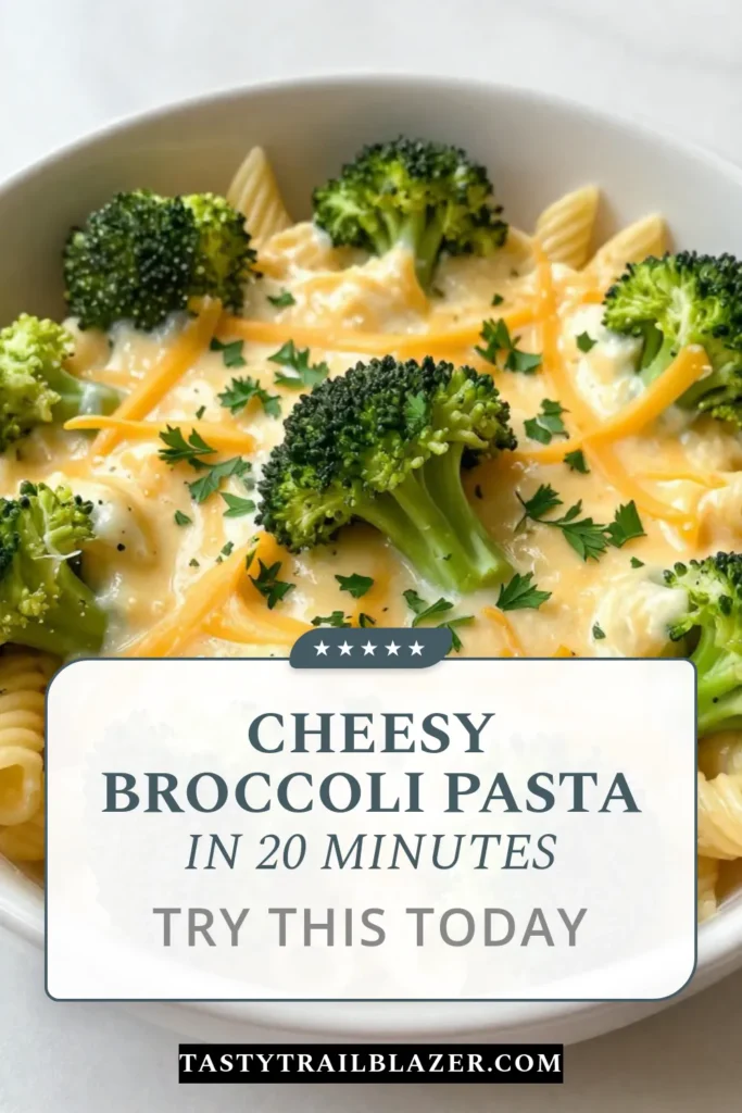 Discover the ultimate cheesy broccoli pasta with this easy recipe for One-Pot Broccoli Cheddar Pasta! Perfect for quick dinner ideas, this creamy vegetable pasta combines tender broccoli with rich cheddar in just 20 minutes. It's a delicious way to enjoy a satisfying meal without the mess. Save this recipe for your next weeknight dinner and impress your family! #CheesyBroccoliPasta #EasyPastaRecipes #CreamyVegetablePasta #BroccoliCheddarPasta