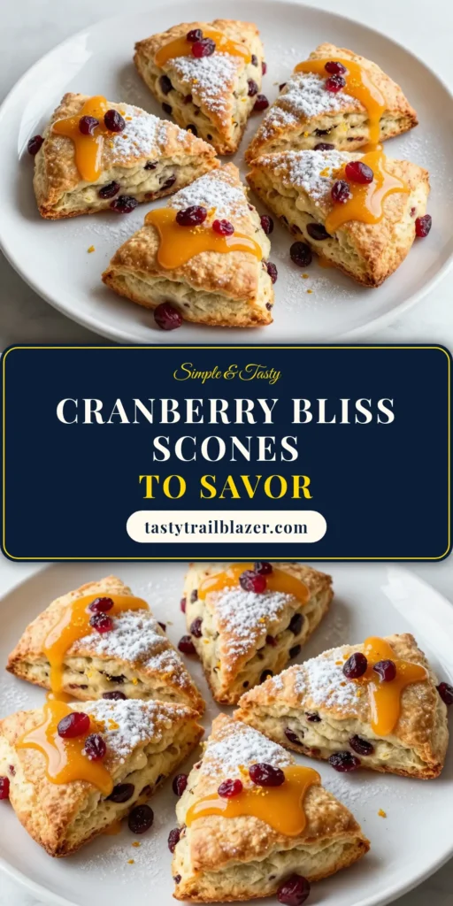 Indulge in the delightful taste of cranberry orange scones with this easy cranberry scone recipe. Perfect for breakfast or brunch, these scone recipes with cranberries combine zesty orange flavor with sweet cranberries. Learn how to bake glazed scones with orange that are sure to impress family and friends. Try this simple recipe today and elevate your baking game! Save and share your delicious creations! #CranberryOrangeScones #EasySconeRecipe #Baking #SconesRecipe