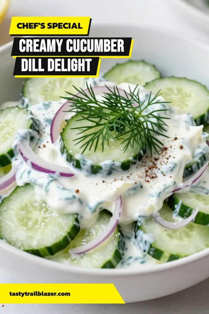 Looking for a refreshing summer salad? Try this creamy cucumber dill salad! This easy creamy cucumber salad recipe combines crunchy cucumbers with Greek yogurt for a healthy and delicious dish. Perfect for barbecues and picnics, this healthy cucumber salad is packed with fresh flavors. Get the full recipe and enjoy a delightful side! Save and share this creamy cucumber dill salad today! #CucumberDillSalad #HealthySalad #SummerRecipes #GreekYogurtSalad
