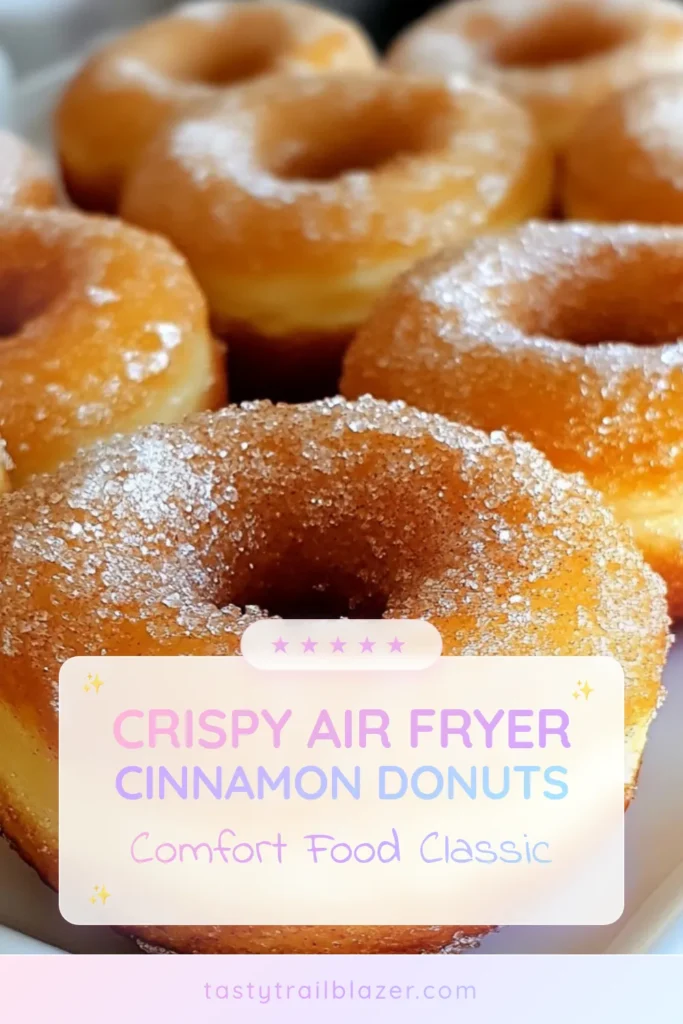 Indulge in these easy Air Fryer Cinnamon Sugar Donuts that are perfect for any occasion! This simple homemade donut recipe brings together the delightful flavors of cinnamon and sugar, all made quickly in your air fryer. Enjoy light and fluffy air fryer donuts in just 20 minutes! Try this quick air fryer recipe for a tasty treat that everyone will love. Save this recipe for later! #AirFryerDonuts #CinnamonSugarDonuts #EasyDonutRecipe #HomemadeDonuts
