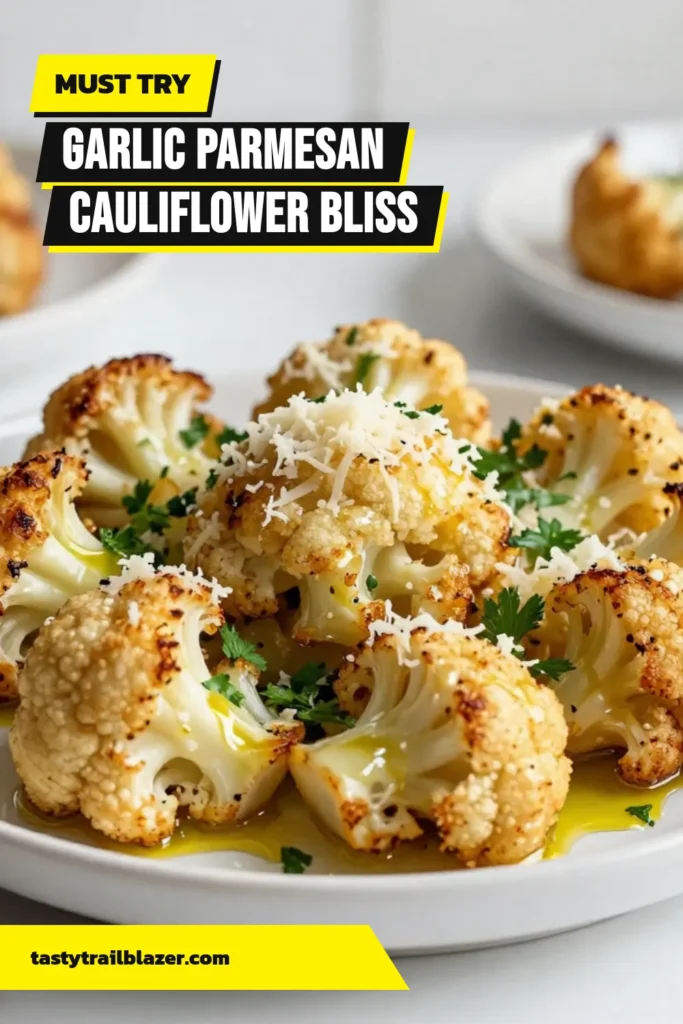 Discover a delicious and simple Roasted Cauliflower Recipe with Garlic Parmesan Cauliflower that everyone will love! This easy cauliflower side dish is perfect for any meal and is an amazing addition to your vegetarian garlic recipes collection. Coated in olive oil, garlic, and spices, and topped with Parmesan cheese, this dish is both healthy and flavorful. Try it today for an irresistible side! Save and share for later! #GarlicParmesanCauliflower #VegetarianRecipes #ParmesanRoastedVegetables #EasySideDishes