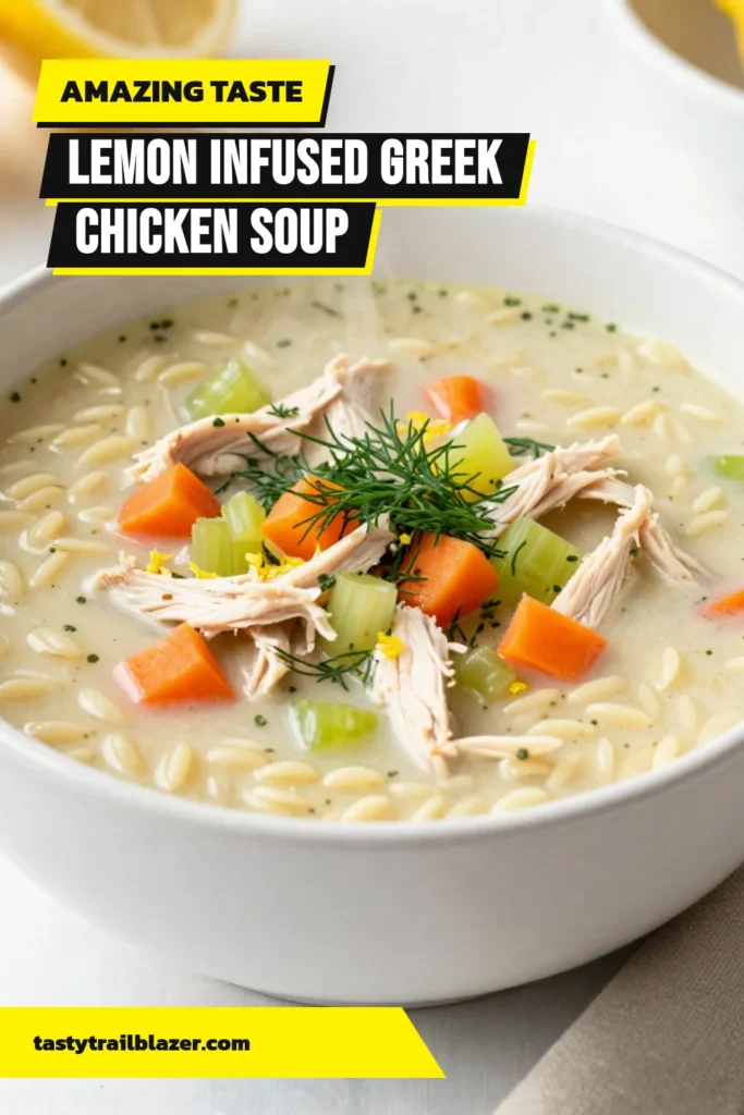 Discover the delight of Greek Lemon Chicken Soup with this easy avgolemono recipe! This lemon chicken soup recipe combines tender orzo pasta, juicy chicken, and a zesty lemony broth, perfect for warming up your day. Enjoy the flavors of Mediterranean chicken soup in just 30 minutes! Perfect for a cozy night, this dish will impress your family and friends. Save this recipe to your board and try it today! #GreekLemonChickenSoup #AvgolemonoRecipe #OrzoSoupWithChicken #MediterraneanChickenSoup