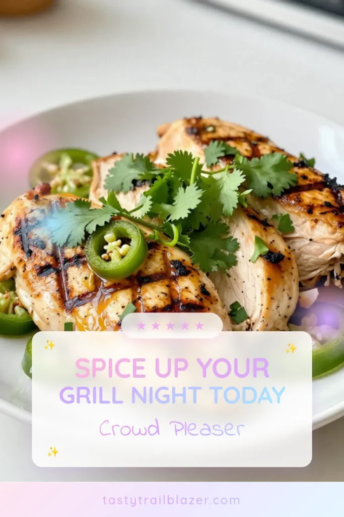 Experience the bold flavors of Jalapeño Lime Grilled Chicken, a must-try in your collection of grilled chicken recipes! This spicy chicken marinade combines fresh jalapeños, zesty lime juice, and aromatic spices for a mouthwatering dish. Perfect for easy chicken grilling recipes, it’s quick to prepare and sure to impress. Try it tonight and elevate your dinner! Save this recipe for later! #GrilledChicken #EasyRecipes #SpicyChicken #ChickenMarinade