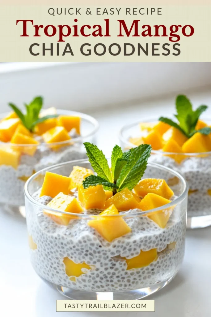Indulge in a tropical delight with this easy Mango Coconut Chia Pudding! Perfect for any time of day, this vegan pudding dessert combines creamy coconut milk with nutrient-packed chia seeds and fresh mango for a deliciously healthy treat. Discover how to make this simple recipe and enjoy a unique twist on chia seed recipes. Save this for your next healthy mango recipe inspiration! #MangoCoconutChiaPudding #VeganPuddingDesserts #ChiaSeedRecipes #CoconutMilkDesserts